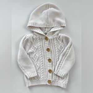 Carter's Cream Cable Knit Hooded Sweater